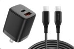 2 IN 1 Fast Charger usb-C to Lightning :25wFast Black