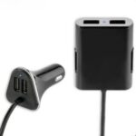Car Charger 4 in 1 Black 2 Front Seats 2 Back Seats  ( No Box )